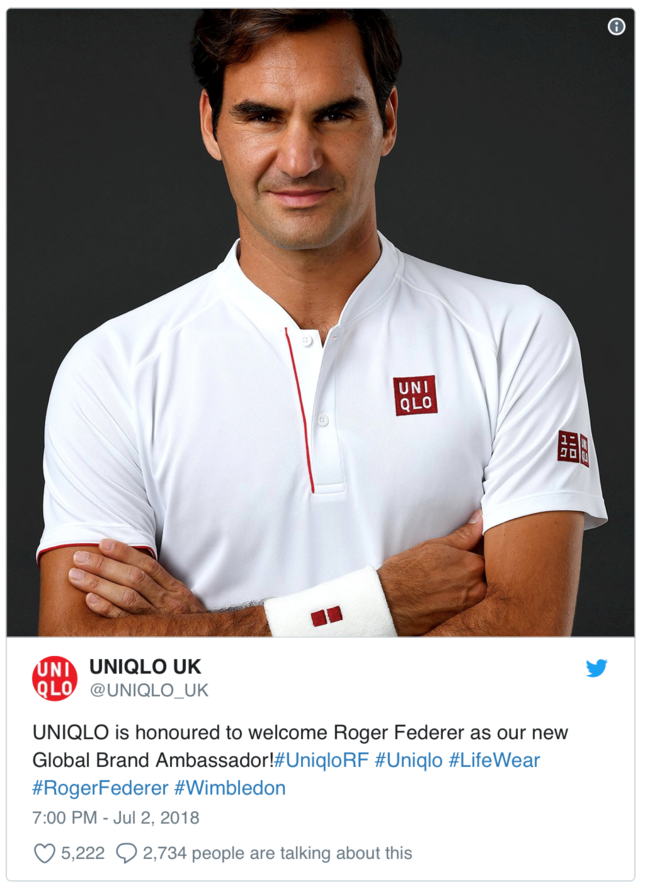 Hợp đồng trang phục với Uniqlo đưa Federer thành vận động viên có thu nhập  cao nhất hành tinh